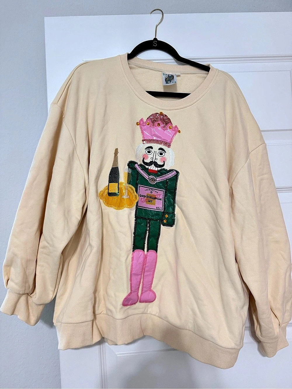Queen of Sparkles Queen of Champagne Nutcracker Sweatshirt Cream